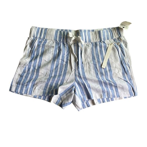 CASLON Stripe Linen Blend Shorts Size L - Picture 7 of 8